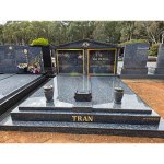 25095 - Blue Pearl Granite Gold Leaf Epitaph  9x12 Ceramic Photo with Std Bronze Frame