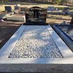 25166 – Exposed Concrete Footing. Headstone and Base A1 Black. Gold Leaf epitaph