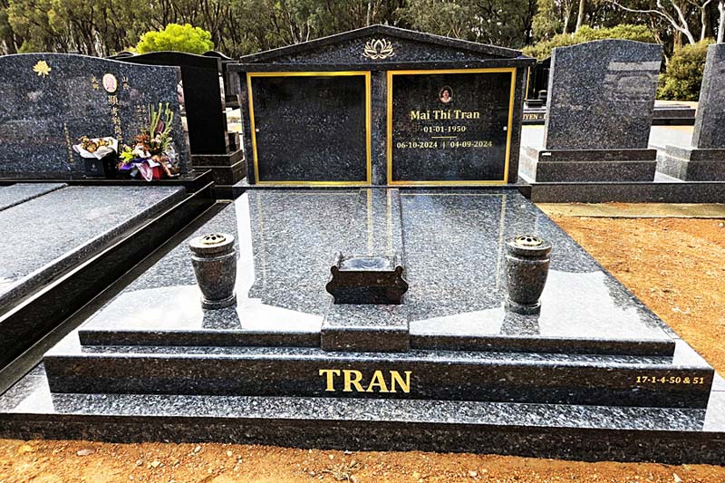 25095 double kerb Ble Pearl Granite Gold Leaf Inscription 9x12 Ceramic Photo with standard Bronze Frame
